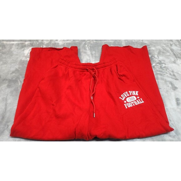 Victoria's Secret Small Red Game Day Ivy Fleece Wide-Leg Split-Hem Sweatpants - Picture 1 of 12